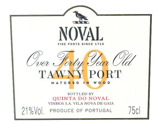 Etiket 40 jaar oude port Quinta do Noval